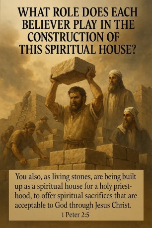 poster 1 Peter 2:5 - What role does each believer play in the construction of this spiritual house? 1 Peter 2:5